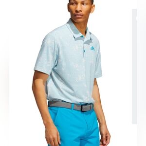 Adidas Men's Polo Shirt Sz XXL Blue Night Camo Primegreen Golf Logo Short Sleeve